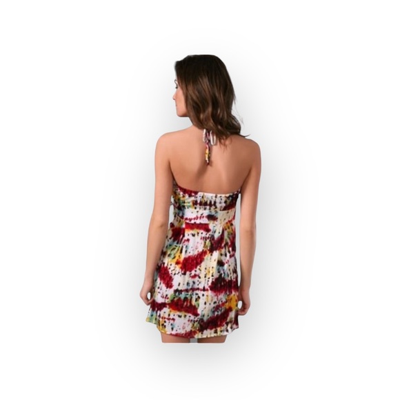new T-Bags [MISA] ❁ Print Halter Faux Wrap Mini Cocktail Dress ❁ Multi Color ❁ - Picture 2 of 16